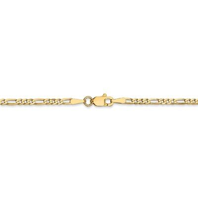 Pre-owned Superdealsforeverything Real 14kt Yellow Gold 2.25mm Flat Figaro Chain; 24 Inch; Lobster Clasp