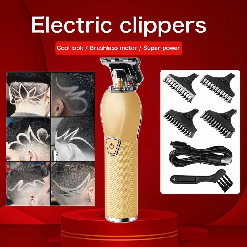 Professional Cordless Outliner Hair Trimmer 0 Gaps T-Blade 8pcs Clipper Kit 5841