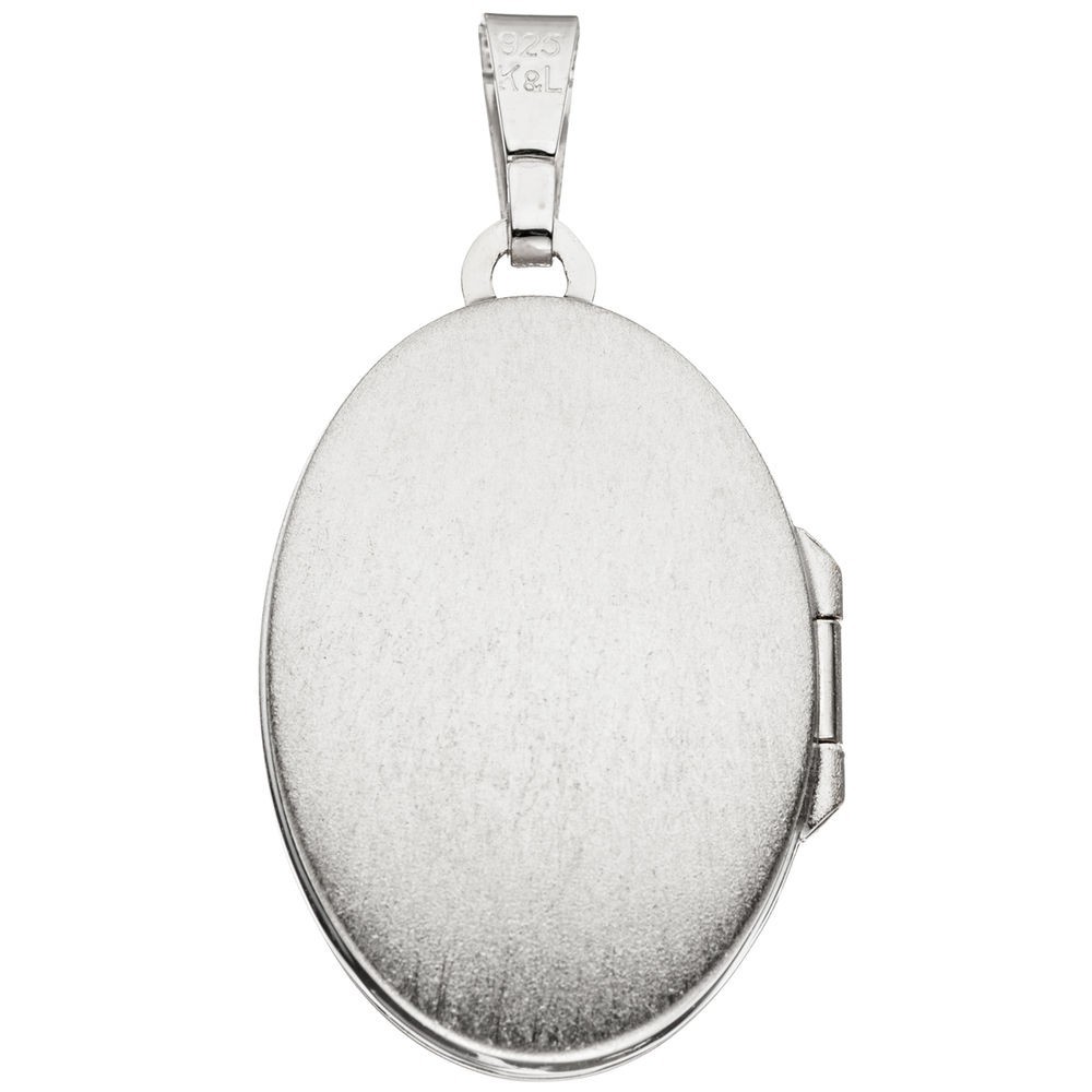 SCHMUCK-KRONE MEDAILLON OVAL 925 STERLING SILBER 1 BLAUE ACHATGEMME ZUM ÖFFNEN, SILBERANHÄNGER