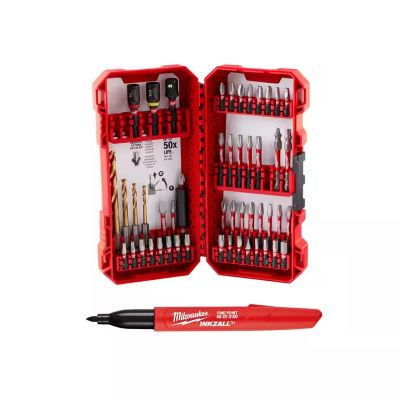 SHOCKWAVE Impact-Duty Alloy Steel Screw Driver Bit Set (50-Piece) and 1 Inkzall