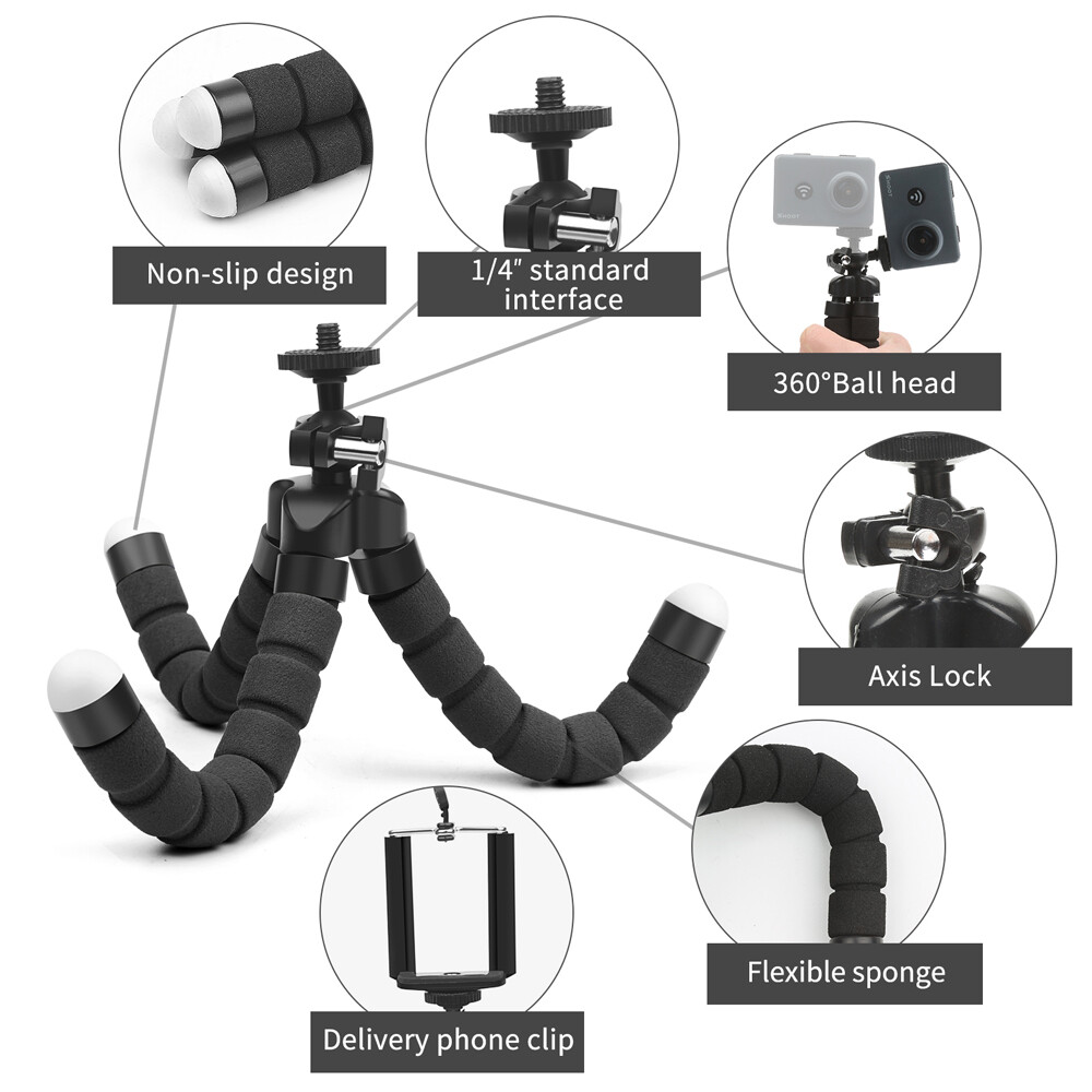 Universal Cell Phone Holder Flexible Octopus Tripod Bracket Selfie Stand Mount