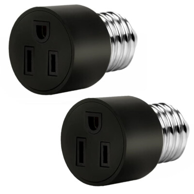 2x 3 Prong Light Socket Adapter E26/E27 Lamp Bulb Socket Outlet Screw-in Socket