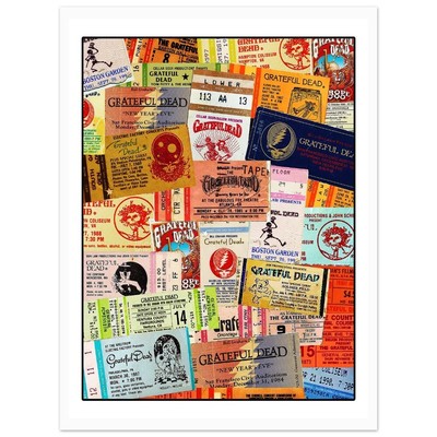Grateful Dead Concert Tickets Collage Art Print Poster