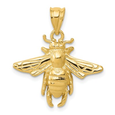 Pre-owned Skyjewelers Real 14kt Yellow Gold Solid Open-backed Bee Pendant