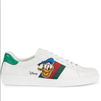 Pre-owned Gucci New Ace Disney Donald Duck Sneakers In Black