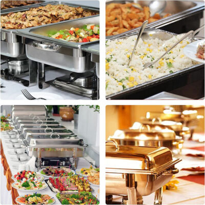Chafing Dish Buffet Set 6 Pack 13.7 QT Stainless Steel Chafer for Catering