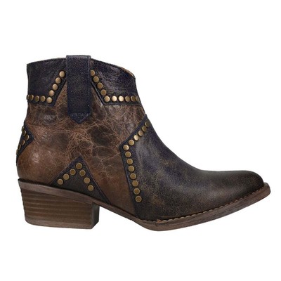 

Corral Boots Q5025 Blue Star Inlay - Stud Ботинки на молнии для щиколотки Женские Коричневый C, Corral Boots Q5025 Blue Star Inlay - Studs Ankle Zippered Booties