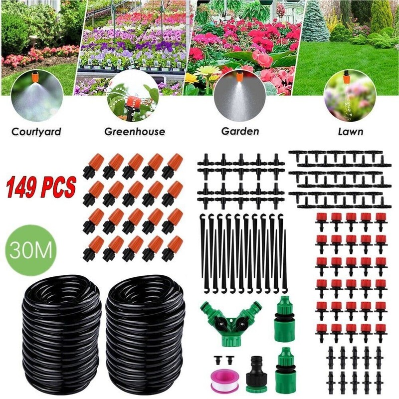 149PC Drip Irrigation System Garden Plant Self Watering Micro Hose