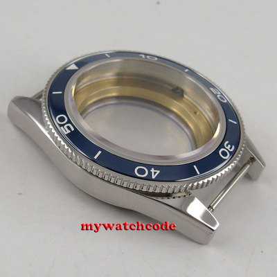 41mm blue ceramic bezel Watch Case blue dial + hand fit ETA 2824 2836 MOVEMENT 