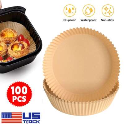 100PCS Air Fryer Disposable Paper Tray Non-stick Parchment Oil-proof Liners 8''