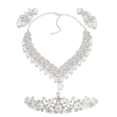 Bride Miss Rhinestone Necklace for Women Headpieces Wedding Jewelry Kit