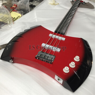 Custom Red Burst Marceline's Axe Bass Guitar Adventure Time 4 String Chrome Part