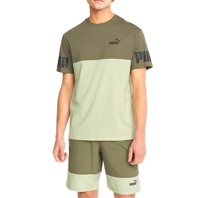 

Футболка Puma Power Colorblock с круглым вырезом и короткими рукавами, мужские зеленые повседневные топы 6704, Зеленый, Puma Power Colorblock Crew Neck Short Sleeve T-Shirt