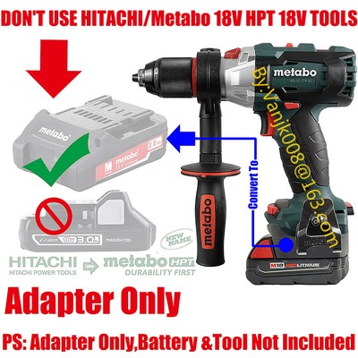 1x Milwaukee M18 Li-Ion Battery To Metabo 18V Brushless LTX Tools Adapter-Black