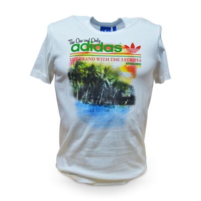 Футболка Adidas Small G Летняя рубашка с белыми пальмами holiday vibes, 100% хлопок