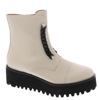 Pre-owned All Black Twin Chain Flatform Women's Boot In Ivory