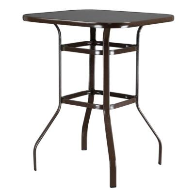 Outdoor Patio Bistro Table Bar Height Counter Tall Table with Tempered Glass NEW