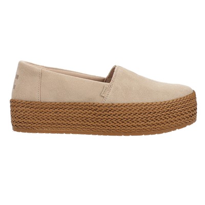 Женские бежевые эспадрильи TOMS Valencia Suede Plaform на плоской подошве в повседневном стиле 10021433T-101