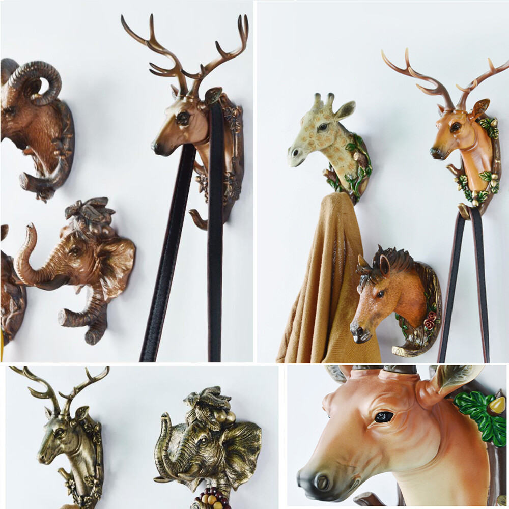 Rustic Animal Head Single Wall Hook Coat Hat Hook Heavy Duty Hanger Decorative eBay