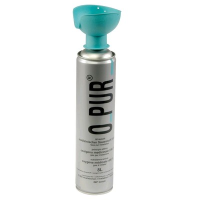 Atemhilfe O-PUR®, reiner Sauerstoff, Sauerstoffmaske, Sauerstoffflasche 8 L Dose