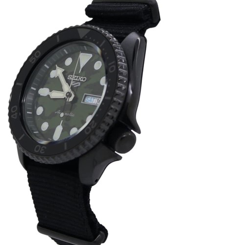 Pre-owned Seiko Srpj37 Watch For Men - 5 Sports - Automatic With Manual Winding Movement, In Black-srpj37
