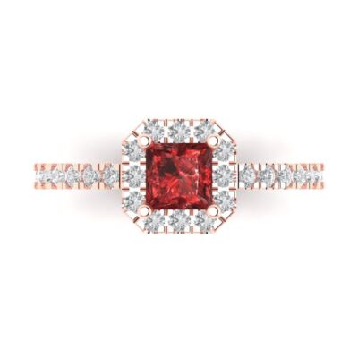 Pre-owned Pucci 1.4 Ct Princess Cut Real Red Garnet Bridal Statement Designer Ring 14k Pink Gold