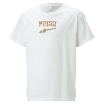 

Футболка с короткими рукавами и круглым вырезом с логотипом Puma Downtown, молодежные повседневные топы для мальчиков размера, Белый, Puma Downtown Logo Crew Neck Short Sleeve T-Shirt Youth