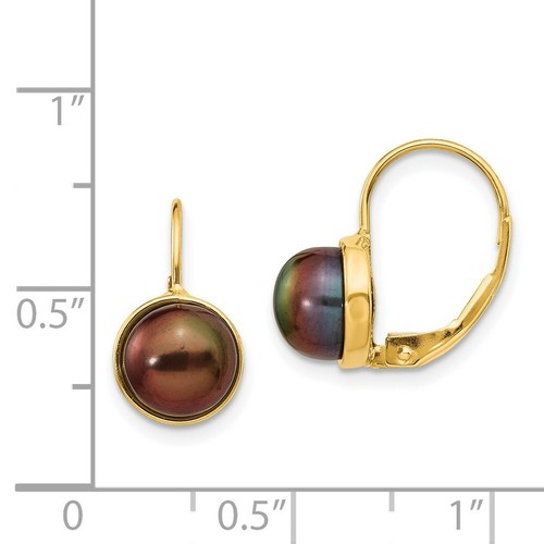 Pre-owned Versil Jewelry Women's Earrings 14k Black Button Freshwater Cultured Pearl Leverback In Yellow