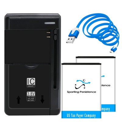 Long Lasting 2x 1600mAh DBS-1350A Battery Dock Charger Cable for Doro 7050 Phone