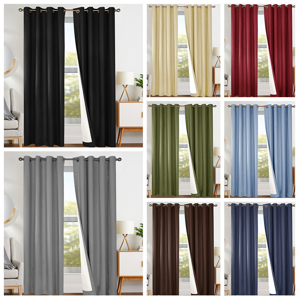 Kids Room Blackout Window Curtains Thermal Insulated Grommet Blue