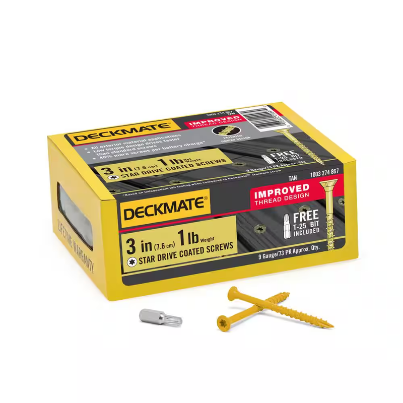 Deckmate Deck Screws #9 x 3 in Tan Star Flat Head Exterior Wood 1 lb 73 Piece