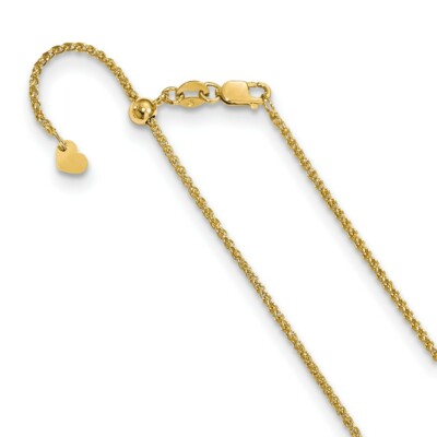 Pre-owned Skyjewelers Real 14kt Yellow Gold Adjustable 1.4mm Wheat Chain; 22 Inch; Lobster Clasp