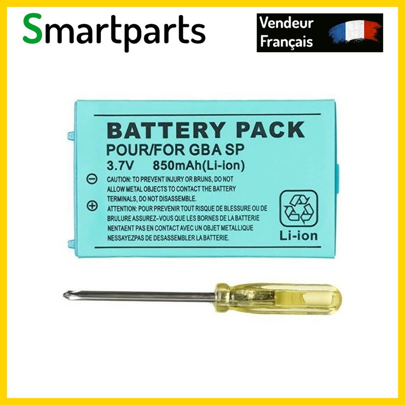 Batterie Gameboy Advanced Gba Sp 850mah Rechargeable Lithium-Ion Batterie+Outil