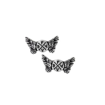 Alchemy Gothic Bullet for my Valentine Wings Logo Studs Earrings Metal Emo Punk
