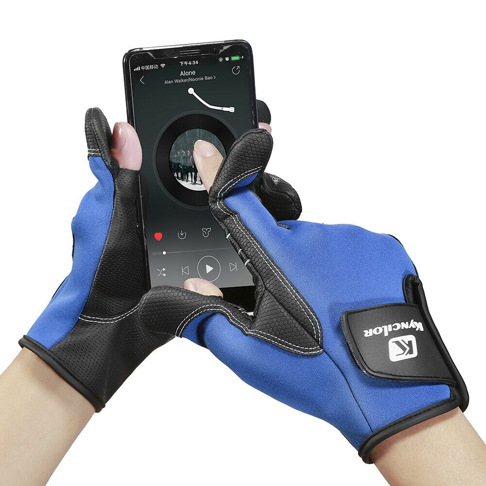 2 Seam Gloves Fishing Gloves Neoprene Fleece Waterproof Warm Full Finger Gloves