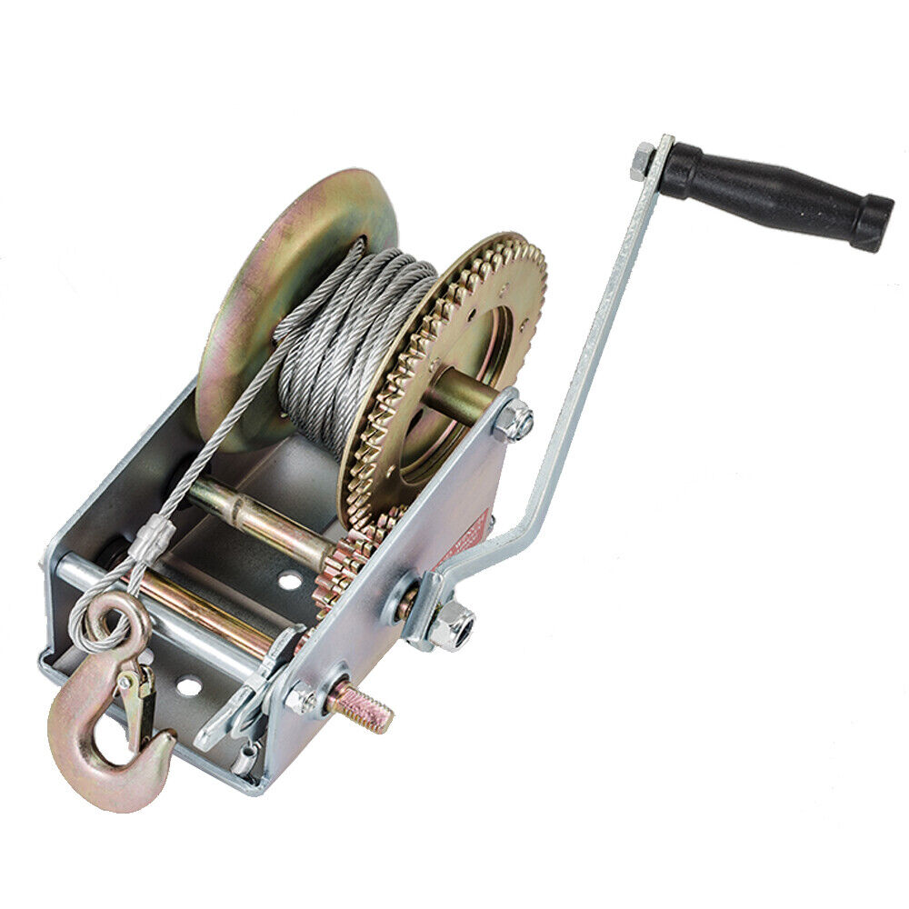 3200lbs hand winch polyester strap 2 gear