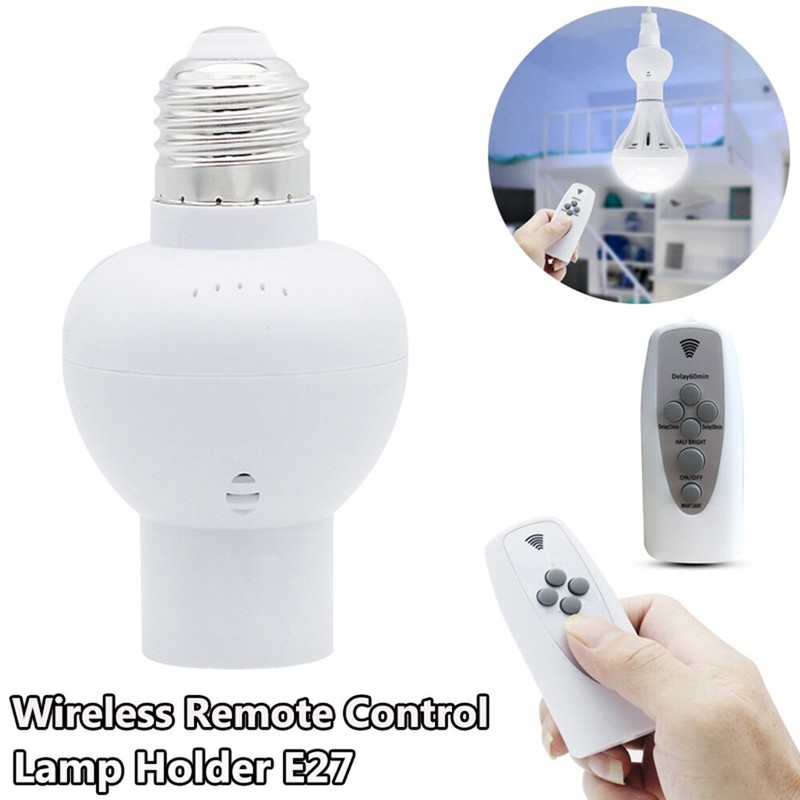Wireless Remote Control Lamp Holder Dimmable E27 220V LED Light W Timer ...