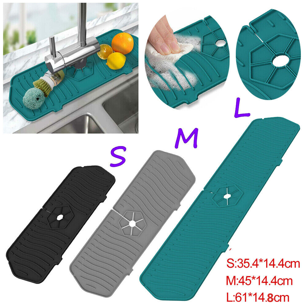 Silicone Faucet Drain Mat Drip Catcher Tray Kitchen Sink Splash Guard Slip Pad