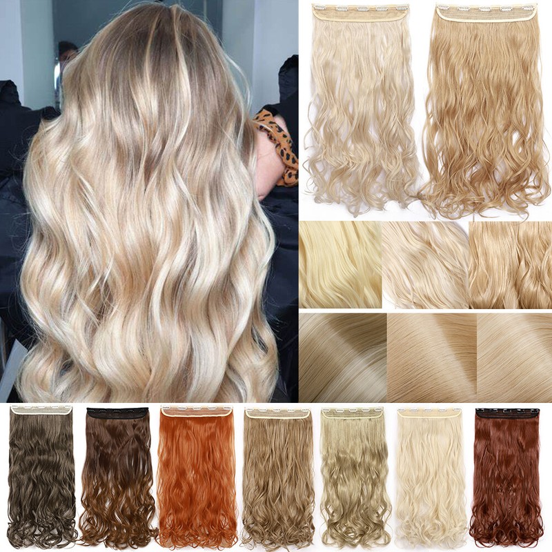 Thick One Piece with 5Clips 3/4 Full Head Clip In Hair Extensions Straight Wavy