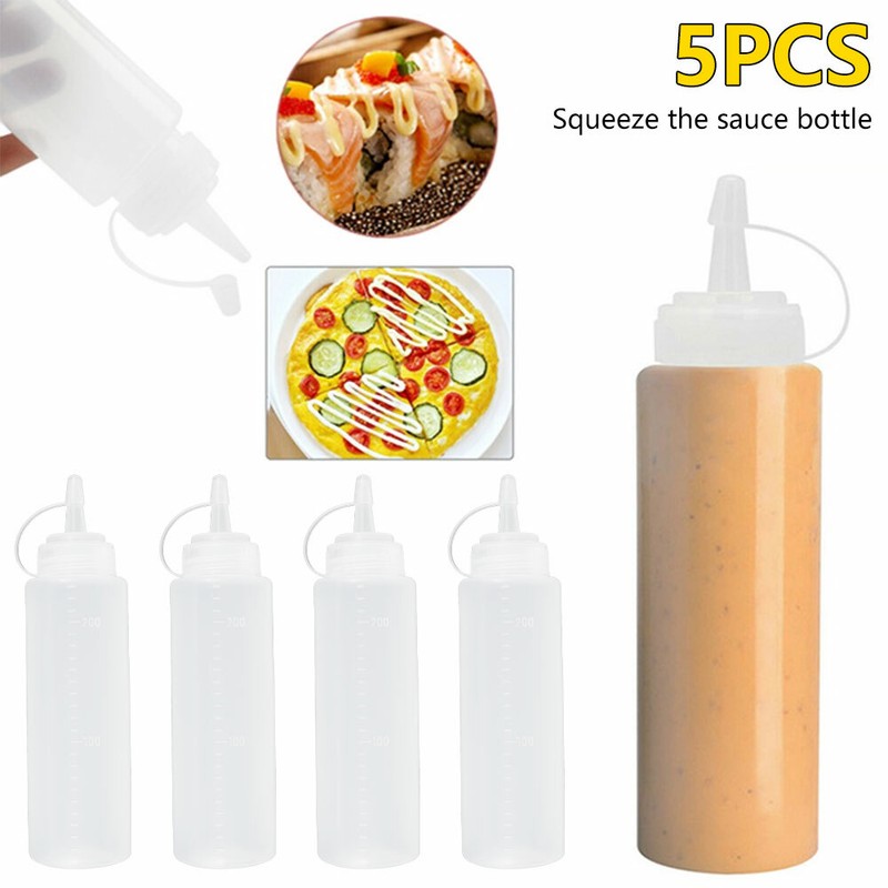 5x 240ml Quetschflasche Spenderflasche Ketchupflasche Senf Mayo Saucenflasche