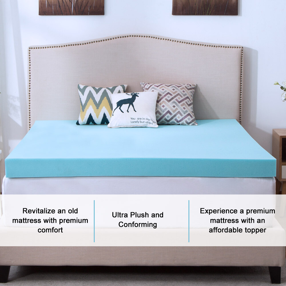 4'' Blue Twin Size Memory Foam Mattress Topper Gel ...