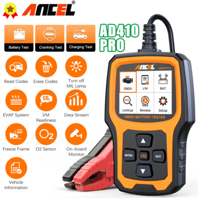 ANCEL AD410 PRO Car OBD2 Scanner Diagnostic Code Reader 12V Battery Load Tester