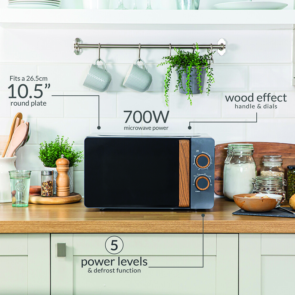 Russell Hobbs RHMM713G 17L Scandi Compact 700 W Manual Microwave, Grey