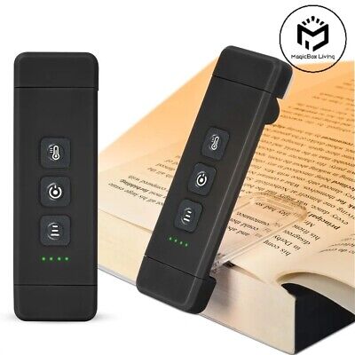 Clip-on LED Rechargeable Bookmark Light for Reading in Bed - Black