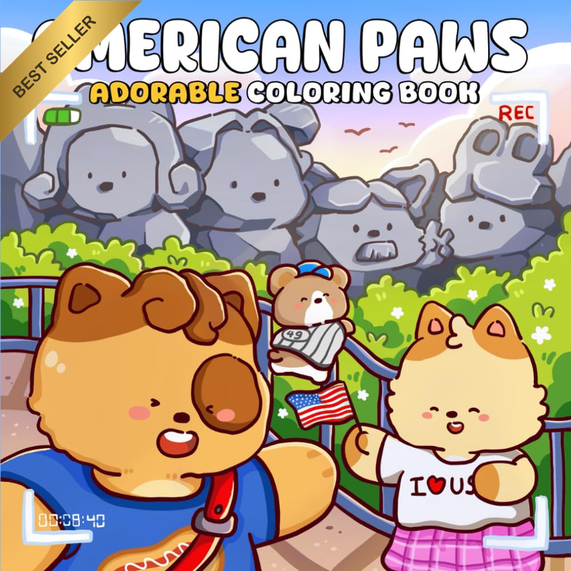American Paws USA Road Trip Coloring Book Adults Teens Relaxation