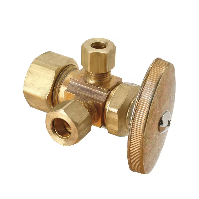 BrassCraft Dual Outlet Angle Stop Valve 12 x 38 Compression Water Shut Off Valve