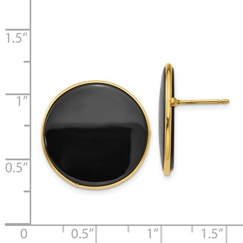 Pre-owned Goldia 14k Black Onyx Earrings In Yellow