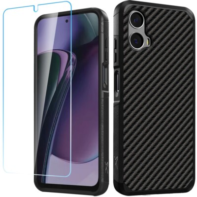 For Moto G Stylus 5G (2024) Case Tough Design Shockproof Hybrid + Tempered Glass