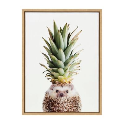18 x 24 Sylvie Hedgehog Pineapple Framed Canvas by Amy Peterson Natural -