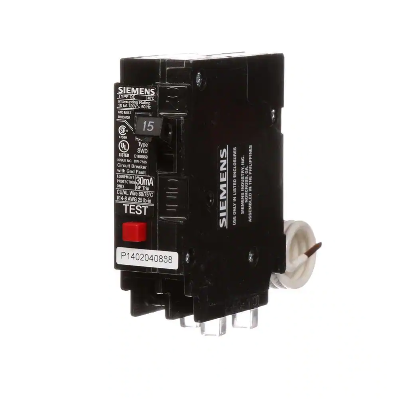 15 Amp Single-Pole Type QE Ground Fault Equipment Protection Circuit Breaker